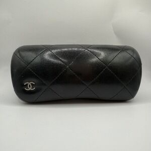 Chanel Black Quilted Leather‎ Eyeglasses Sunglasses Case Authentic